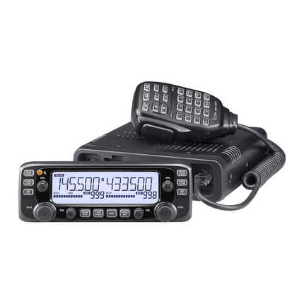 Front view of the high contrast white backlit display panel on the Icom 2730A mobile controller unit.