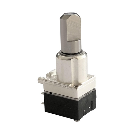 Close-up detail of the metal shaft and mounting base on the Motorola 4015186H02 volume switch.