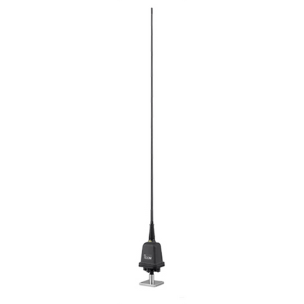 Front view of the Icom AH740 compact automatic tuning HF antenna base and whip assembly.