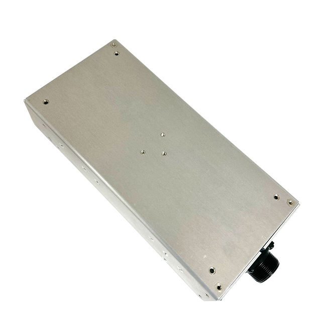 Top-down view of the compact Hytera PS21001 power supply unit alongside its included PWC03 AC power line cord.