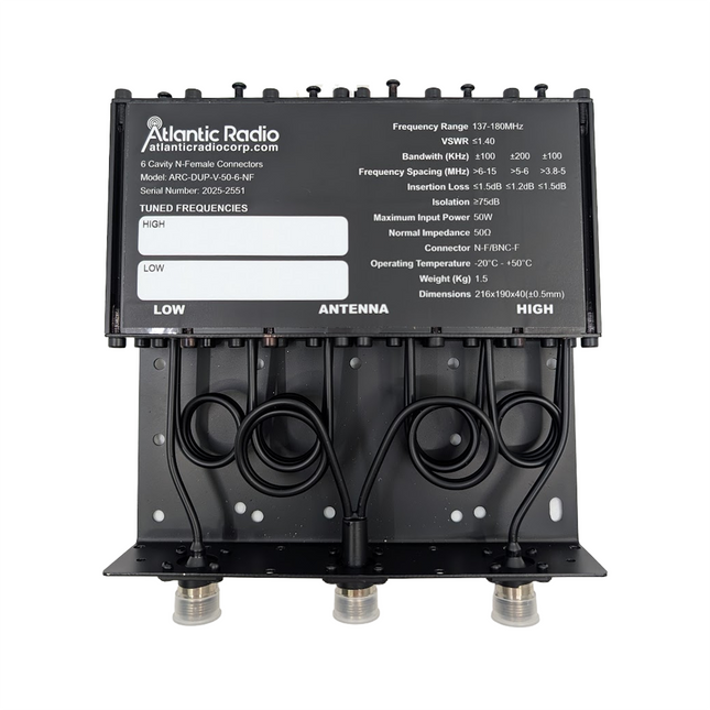 Atlantic Radio Duplexer - 50 Watt - 6 Cavity - VHF (136-180MHz)