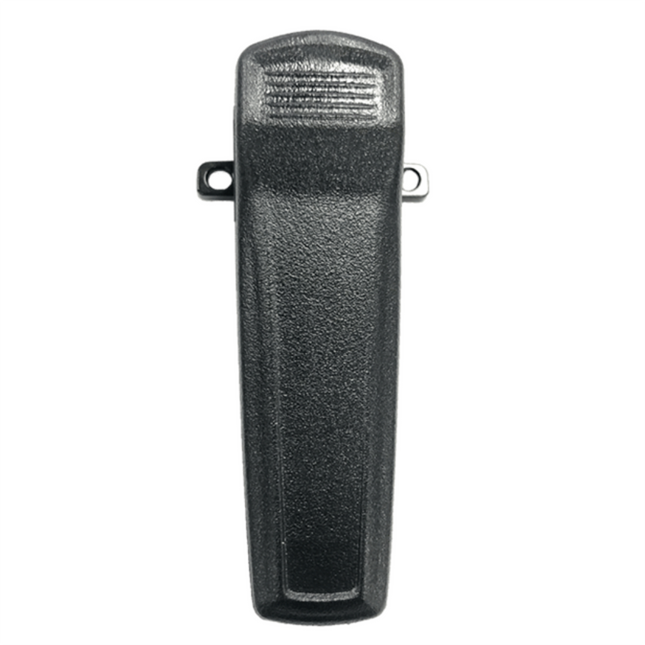 Hytera BC33 UL913 intrinsically safe belt clip displayed from the front view showing reinforced spring action latch.