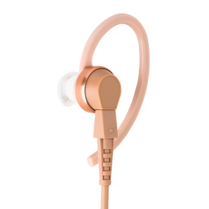 Front view of the beige Motorola BDN6669A two-wire surveillance kit with in-line microphone and PTT.
