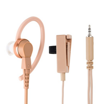 Side profile view of the 2-wire cable assembly and connector plug on the Motorola BDN6669A earpiece kit.