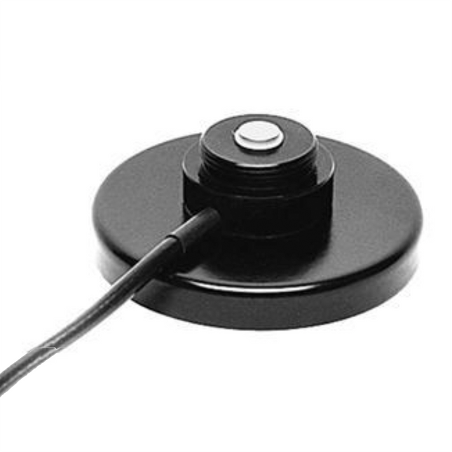 PCTEL BG black 3-1/4 inch magnetic mount with 12 foot RG58A/U coaxial cable and UHF male connector.