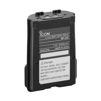 Side profile view of the slim waterproof gasket line on the premium Icom BP245H replacement battery housing.