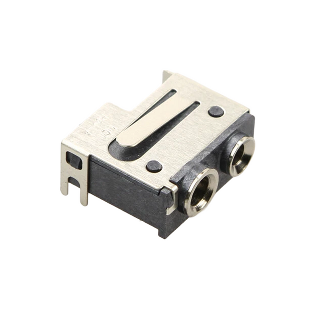 Top view of the dual-pin accessory audio socket on Motorola CN001016A03.