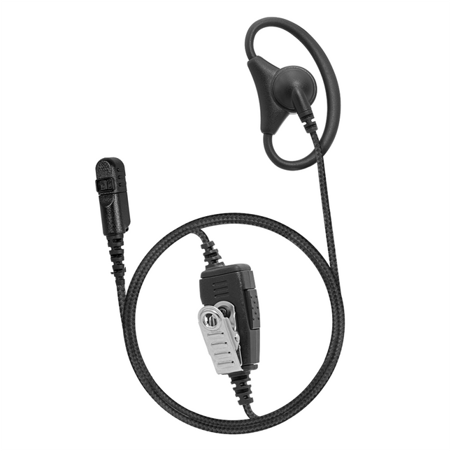 Atlantic Radio DRA+1W-M15 1-Wire D-Ring Adjustable Earpiece with Braided Fiber Cloth