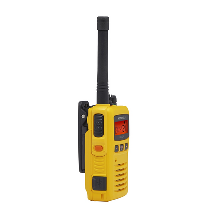 Yellow Motorola EVX-S24 profile view