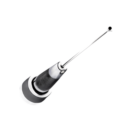 Close-up of the threaded 3/4-inch brass roof mount base on the Motorola HAE6022A antenna.