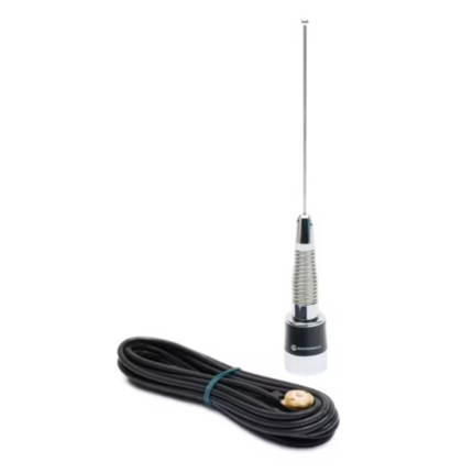 Front view of the Motorola HAE6031A UHF 380-520MHz 2dB wideband vehicular roof mount antenna whip assembly.