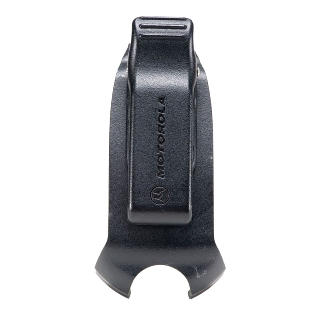 Front view of the Motorola HKLN4438A swivel belt clip holster for CLP series radios.