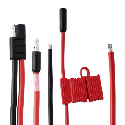 Front view of the Motorola HKN4137B 10ft 14 AWG mobile power cable with in-line fuse holder.