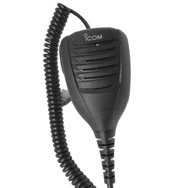 Close-up detail of the Icom HM184 speaker mic.