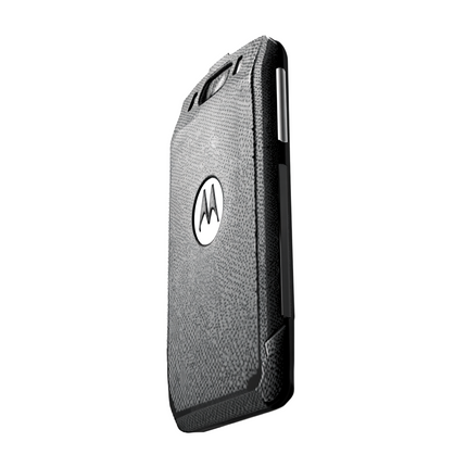 Side profile showing the extended depth of the Motorola HN001884A01 battery door.