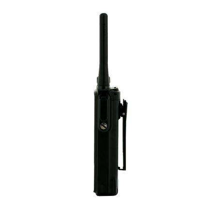 Side profile view of the rugged housing and secure multi-pin audio accessory port connector.