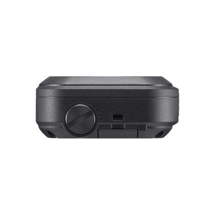 Top down angle of the Icom IP110H portable radio focusing on the USB-C charging port input.