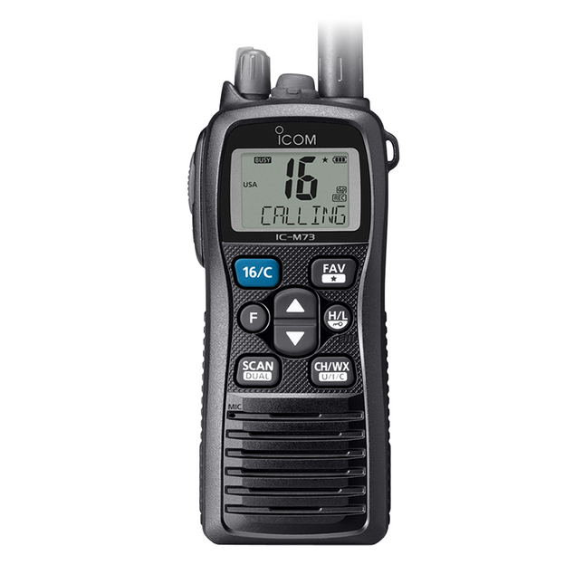 Icom M73 (VHF Marine, IPX8) Slim, Powerful, and Submersible VHF Marine Radio