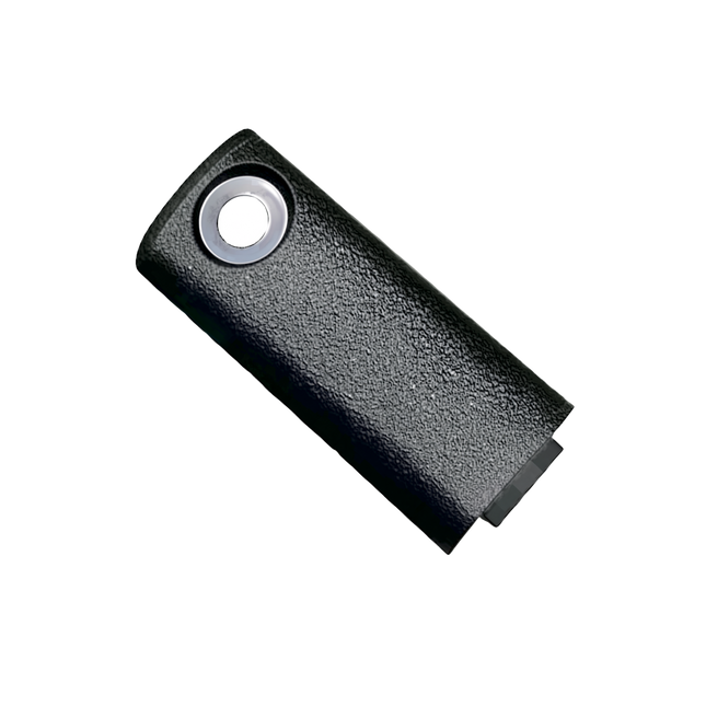 Side view showing the flush screw guide tabs on the Icom MP65 Accessory Dust Cover for F52D.