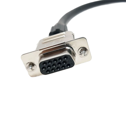 Rear view of the 15-pin accessory port interface connector on the Icom OPC1939 ACC cable.