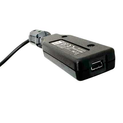 Close-up of the multi-pin connector end on the genuine Icom OPC2338 programming cable.