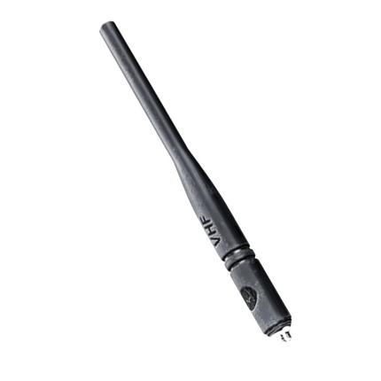 Side profile showing the flexible black whip construction of the Motorola PMAD4147A antenna.