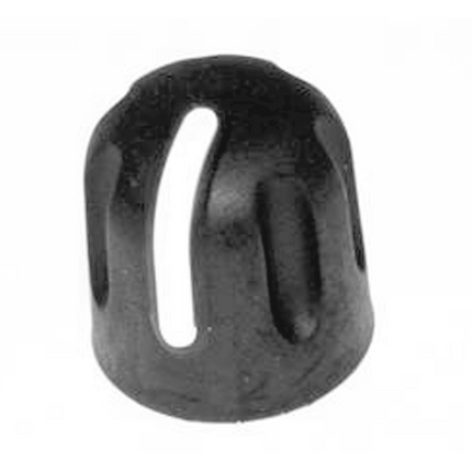 : Side profile of the textured black Motorola PMDN4102AR volume control knob showing ribbed grip design.