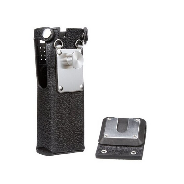 Motorola PMLN5659B Hard Leather Carry Case - D-Rings, 2.75-Inch Swivel Belt Loop