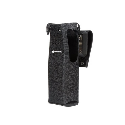 Motorola PMLN5659B Hard Leather Carry Case - D-Rings, 2.75-Inch Swivel Belt Loop