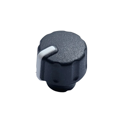 Front profile perspective of the genuine Motorola PMLN8681A volume knob cap demonstrating its factory dimensions.