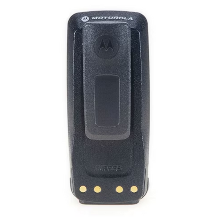 Motorola PMNN4077E high-capacity submersible battery attached to clip.