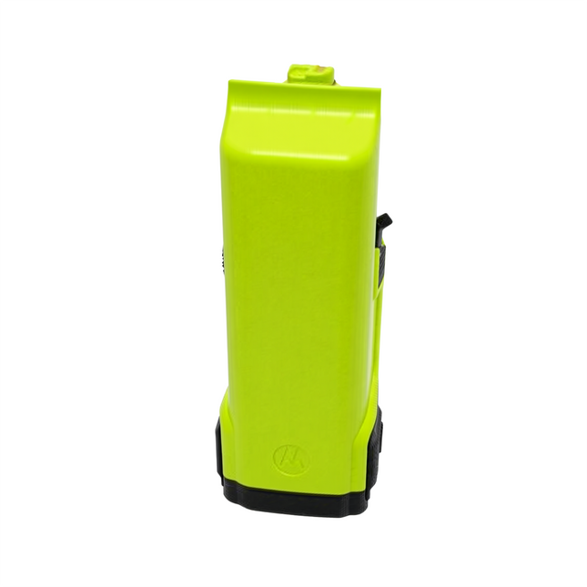Motorola PMNN4891A clamshell pack attached to the rear rail chassis of an APX series portable radio