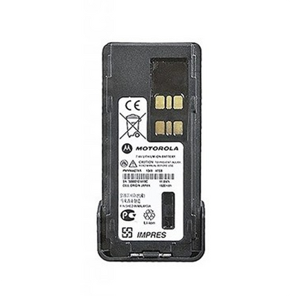 Close-up detail of the gold contact terminals on the Motorola PMNN4908AR battery.