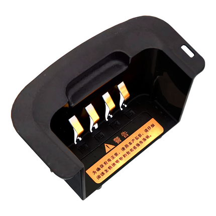 Top view of electrical contact terminals inside the Hytera POA59 charger pocket for PD series radio batteries.