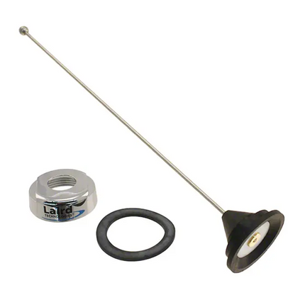 Close up view of the premium gold plated contact pin inside the brass terminal core of a TE Connectivity QW450 antenna base.