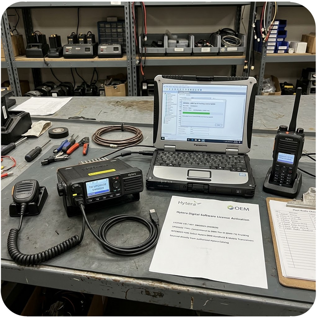 Hytera CPS customer programming software interface showing DMR Tier III feature activation.