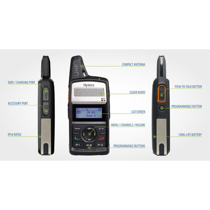 Hytera PD362i Two Way Radio - Compact & Sleek Design - UHF Digital (DMR) - Atlantic Radio Communications Corp.